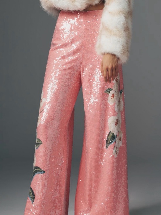 FARM Rio Pants - Farm Rio x Anthropologie Sequin Wide Leg Pants -Pink